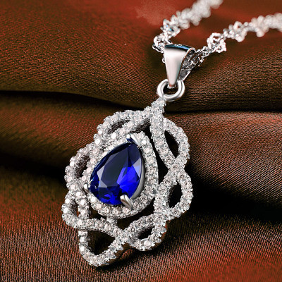Blue Birthstone Sterling Silver Necklace